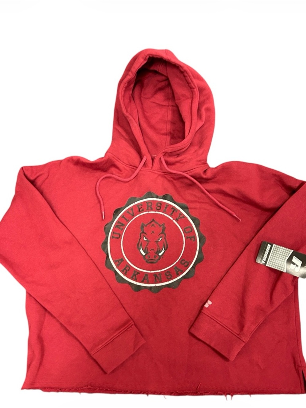 Russell Athletic Arkansas Razorbacks Cropped Hoodie NWT Red Sweatshirt Women’s L